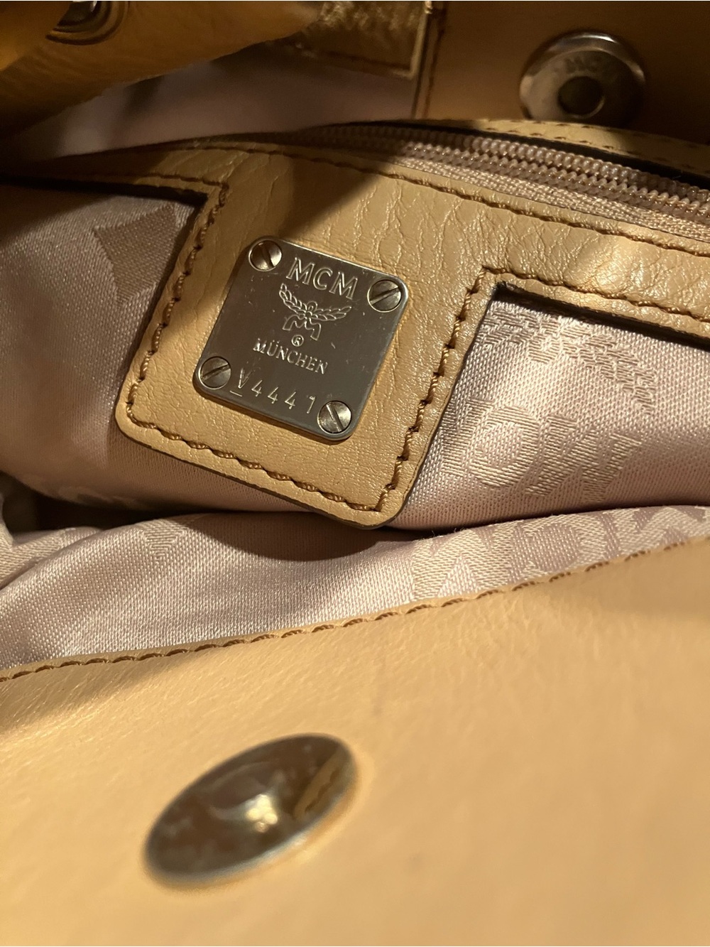 MCM Tan Drawstring Leather Shoulder Hobo - Picture 6 of 7